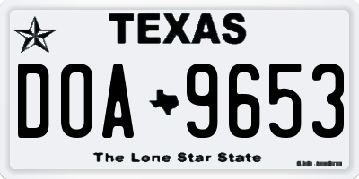 TX license plate DOA9653
