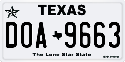 TX license plate DOA9663