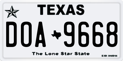 TX license plate DOA9668