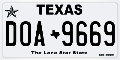 TX license plate DOA9669