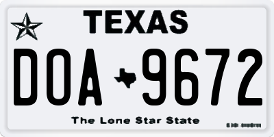 TX license plate DOA9672