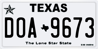 TX license plate DOA9673