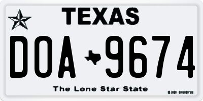 TX license plate DOA9674