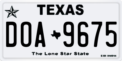 TX license plate DOA9675