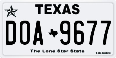 TX license plate DOA9677