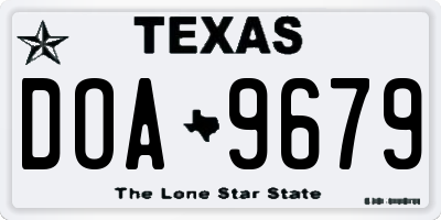 TX license plate DOA9679