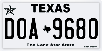 TX license plate DOA9680