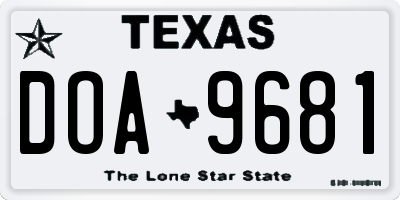 TX license plate DOA9681