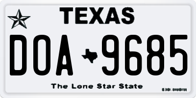 TX license plate DOA9685