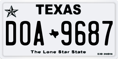 TX license plate DOA9687
