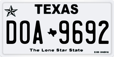 TX license plate DOA9692