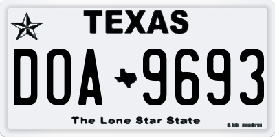 TX license plate DOA9693