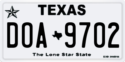 TX license plate DOA9702