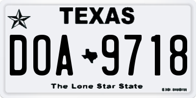 TX license plate DOA9718