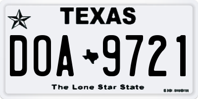 TX license plate DOA9721