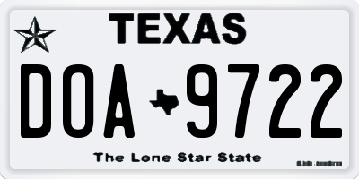 TX license plate DOA9722