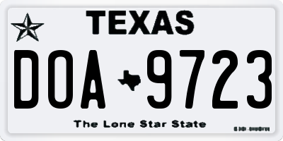 TX license plate DOA9723