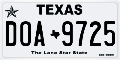 TX license plate DOA9725