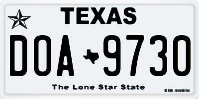 TX license plate DOA9730