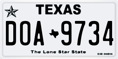 TX license plate DOA9734