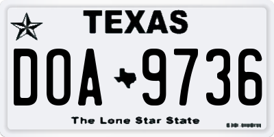 TX license plate DOA9736