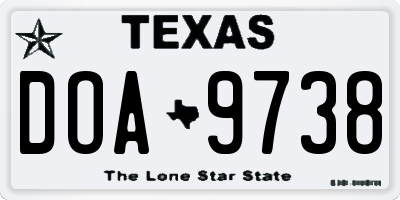 TX license plate DOA9738