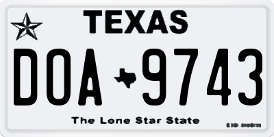 TX license plate DOA9743