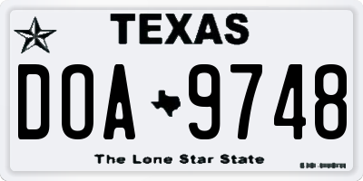 TX license plate DOA9748