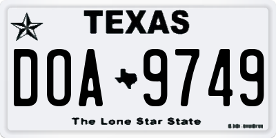 TX license plate DOA9749