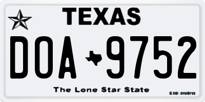 TX license plate DOA9752