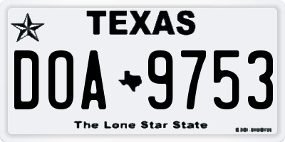 TX license plate DOA9753