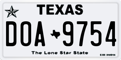 TX license plate DOA9754