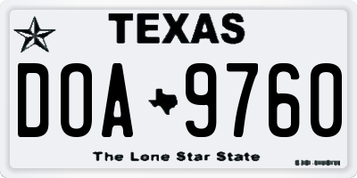 TX license plate DOA9760