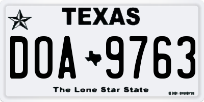 TX license plate DOA9763