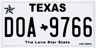 TX license plate DOA9766