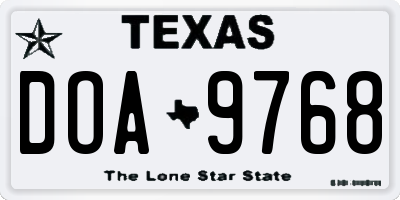 TX license plate DOA9768