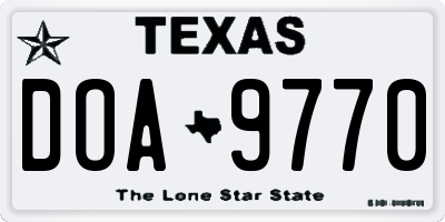 TX license plate DOA9770