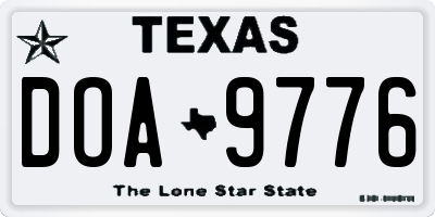 TX license plate DOA9776