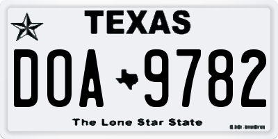 TX license plate DOA9782