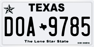 TX license plate DOA9785