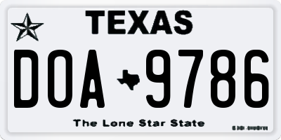 TX license plate DOA9786