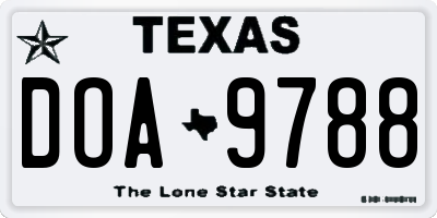 TX license plate DOA9788