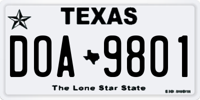 TX license plate DOA9801
