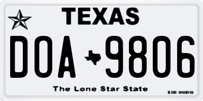 TX license plate DOA9806