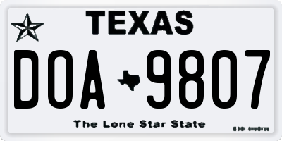 TX license plate DOA9807