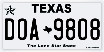 TX license plate DOA9808