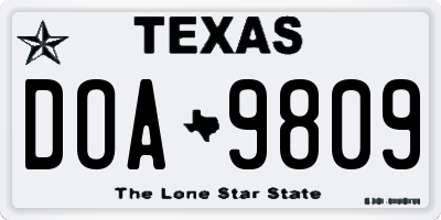 TX license plate DOA9809