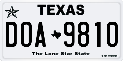 TX license plate DOA9810