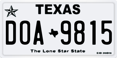 TX license plate DOA9815