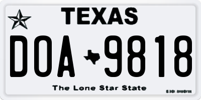 TX license plate DOA9818